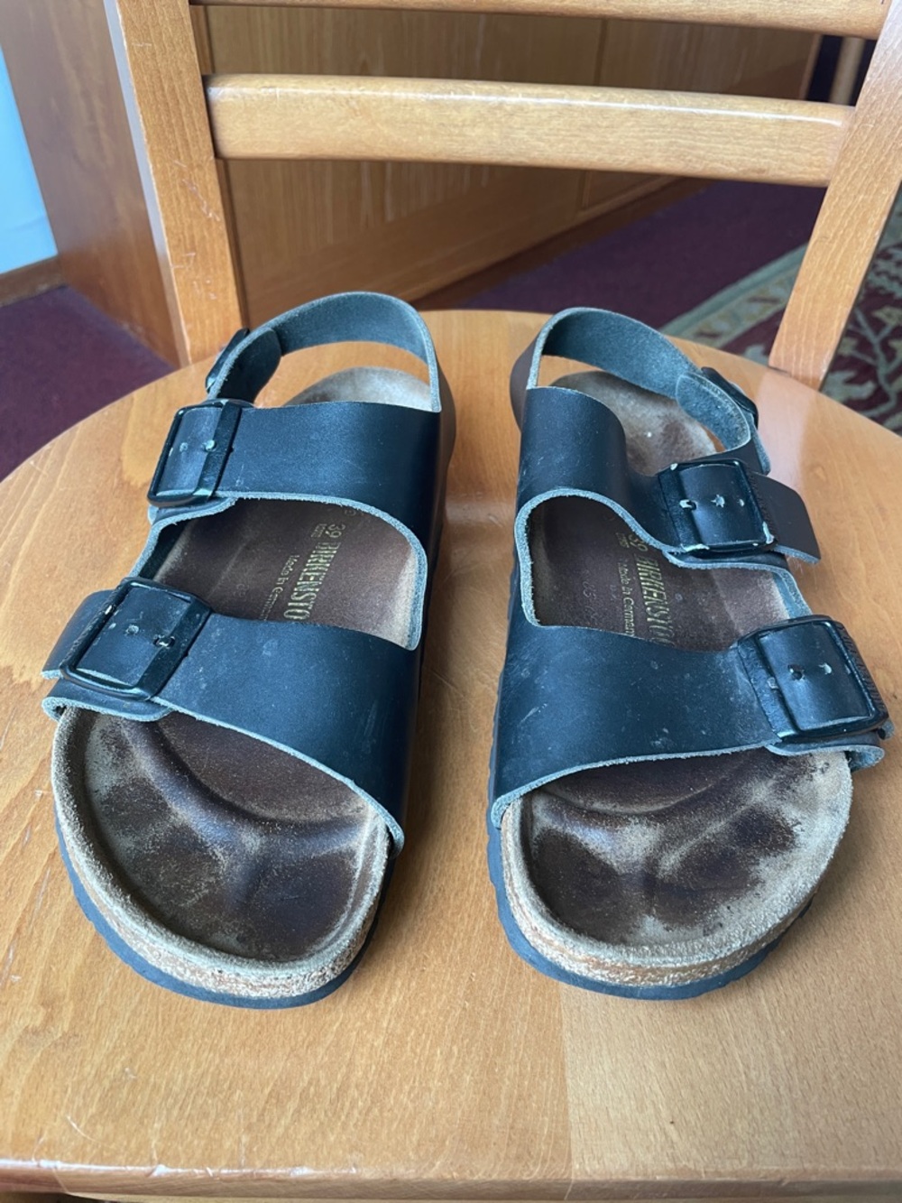 Birkenstock Black Two-Strap Slide Sandals